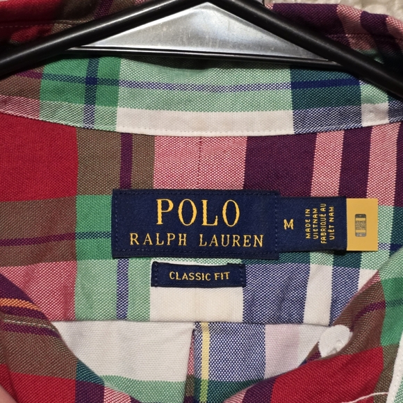 POLO RALPH LAUREN Men's ClassicFit Long Sleeve Oxford Shirt (Red White Multi, L) - Picture 3 of 3